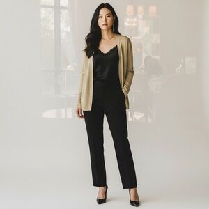 EXCLUSIVELY MISOOK GOLD SHIMMER KNIT OPEN SWEATER TOPPER CARDIGAN JACKET SZ L PL